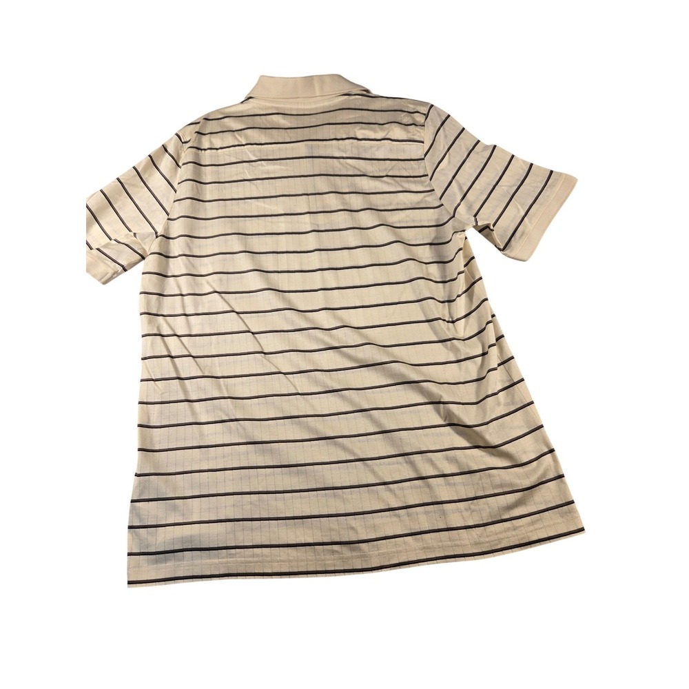 Eton Mens XL Jersey Striped Jacquard Zip Polo Shirt Cream Brn Cotton 10001076531 - Picture 2 of 8